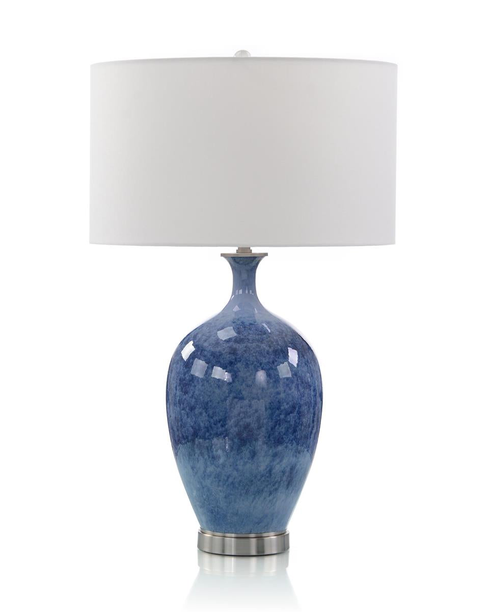 Amrita Cerulean Blue Porcelain and Brushed Nickel Table Lamp - Luxury Living Collection