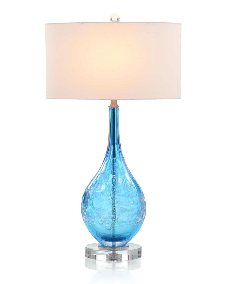 Augustina Sea Blue Handblown Art Glass Table Lamp - Luxury Living Collection