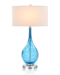 Augustina Sea Blue Handblown Art Glass Table Lamp - Luxury Living Collection