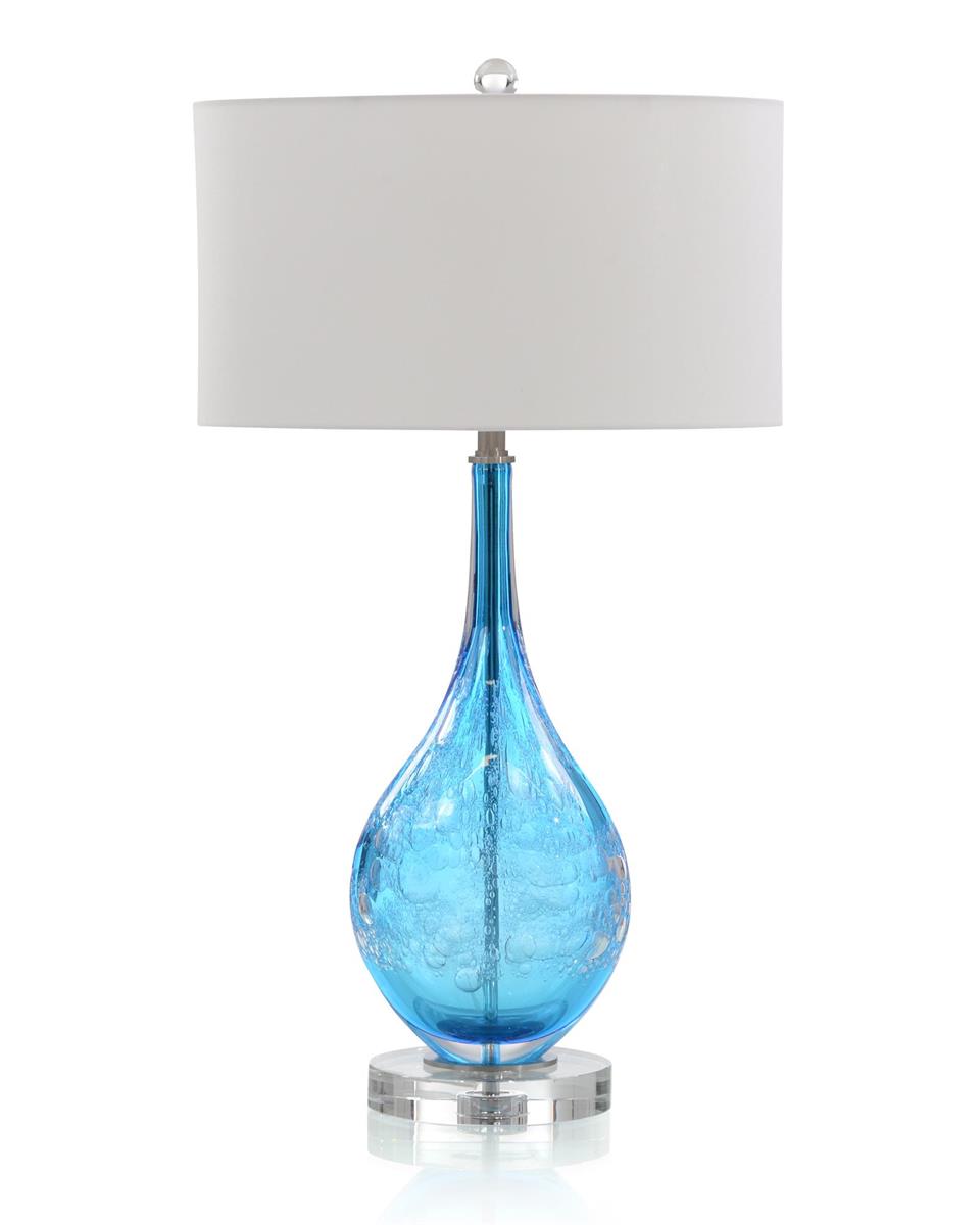 Augustina Sea Blue Handblown Art Glass Table Lamp - Luxury Living Collection