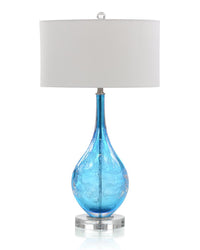 Augustina Sea Blue Handblown Art Glass Table Lamp - Luxury Living Collection