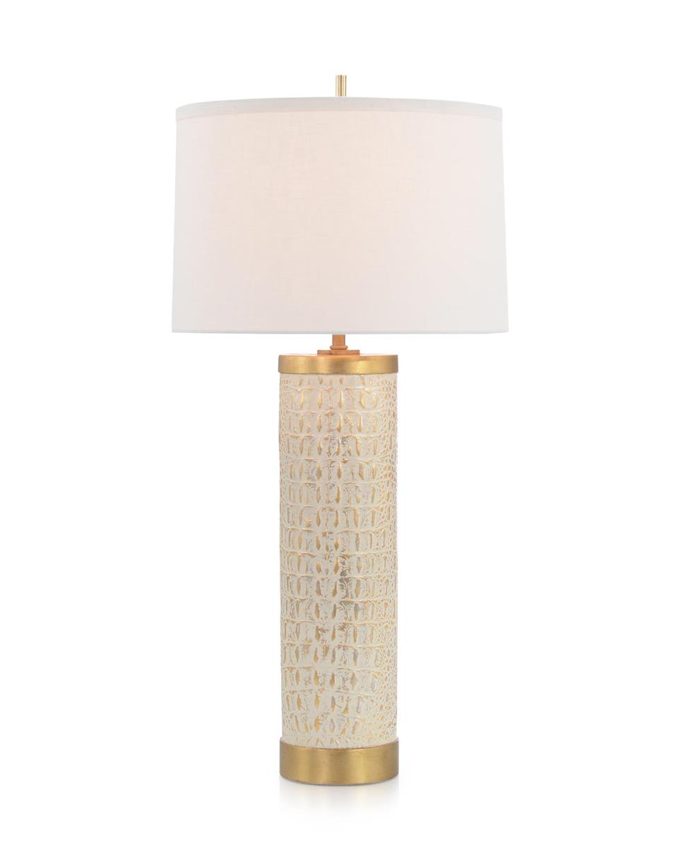 Elsa Gilt Crème Faux Crocodile Table Lamp - Luxury Living Collection