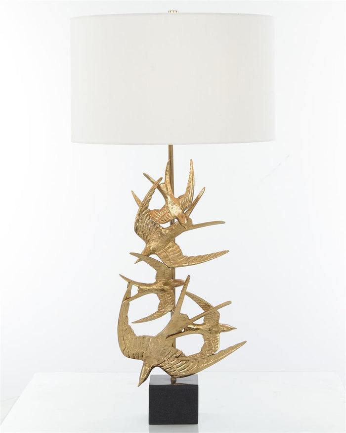 Avery Brass Swallows in Flight Table Lamp - Luxury Living Collection