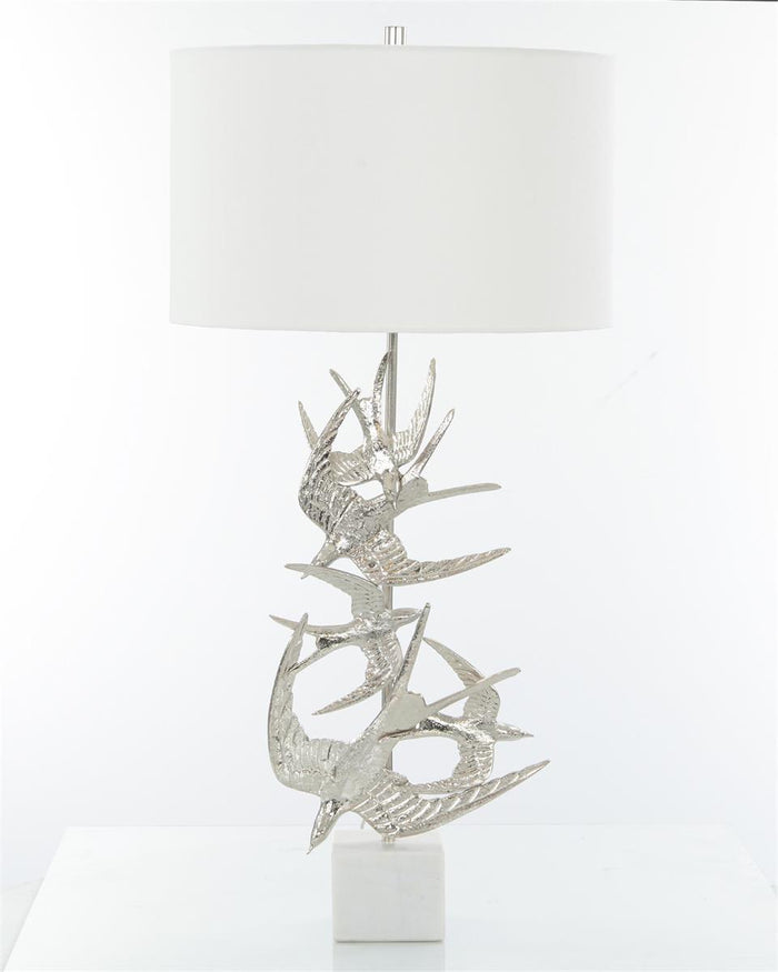 Avery Nickel Swallows in Flight Table Lamp - Luxury Living Collection