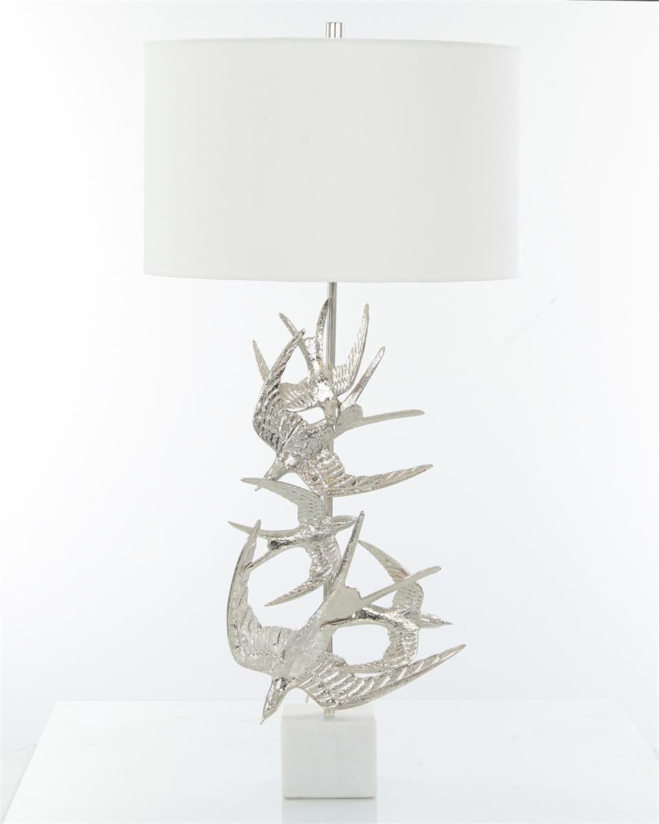 Avery Nickel Swallows in Flight Table Lamp - Luxury Living Collection