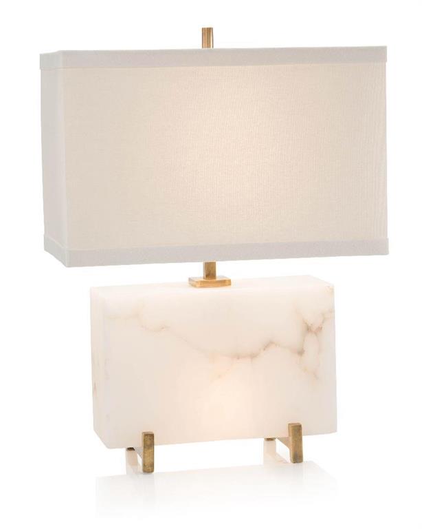 Vani Alabaster Horizontal Block Table Lamp - Luxury Living Collection