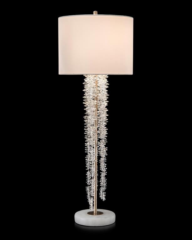 Aries Cascading Crystal Tall Table Lamp - Luxury Living Collection