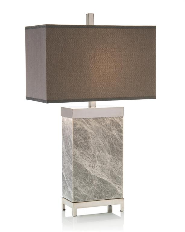 Aniyah Grey Marble and Polished Nickel Table Lamp - Luxury Living Collection