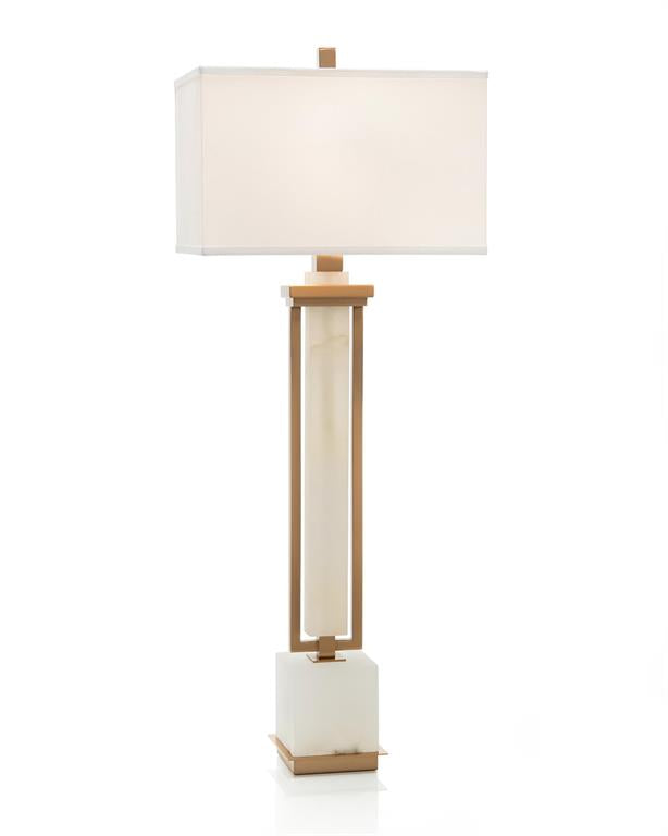 Allison Coffee Bronze and White Alabaster Buffet Lamp - Luxury Living Collection