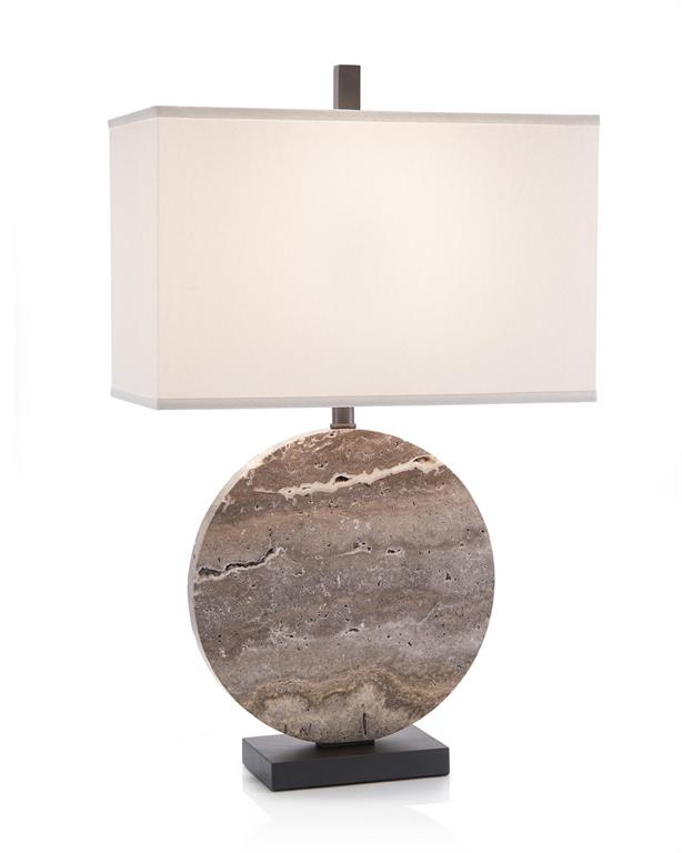 Nyx Layered Stone Disc Table Lamp - Luxury Living Collection