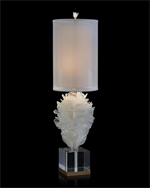 Blaire Windowpane Selenite Bloom Accent Lamp - Luxury Living Collection