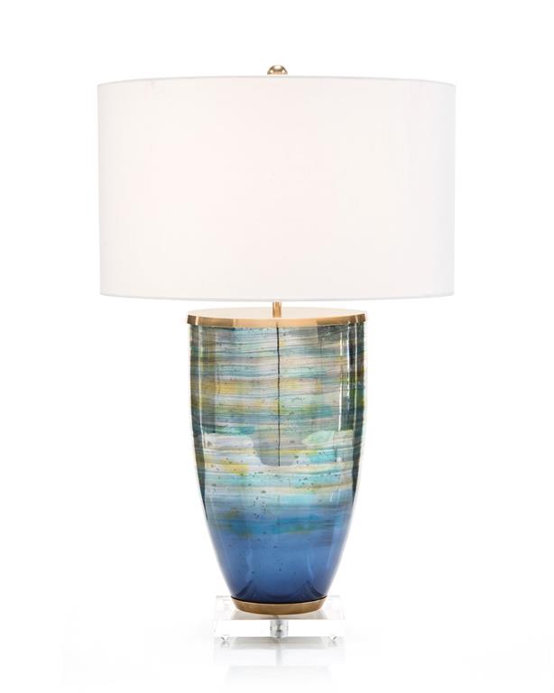Freya Blue Striated Glass Table Lamp - Luxury Living Collection