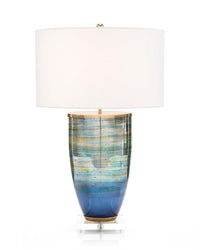 Freya Blue Striated Glass Table Lamp - Luxury Living Collection