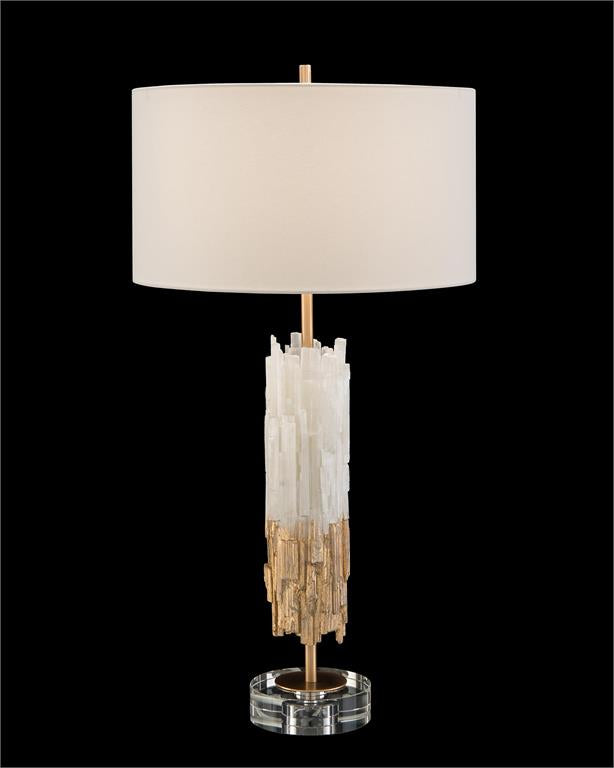 Debbie Gold-Leaf Selenite Table Lamp - Luxury Living Collection