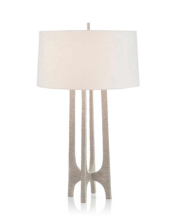 Roberta Textured Arc Table Lamp in Nickel - Luxury Living Collection