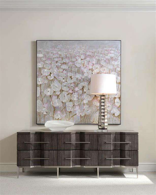 Leocadia Silver Lily Pond Painting - Luxury Living Collection