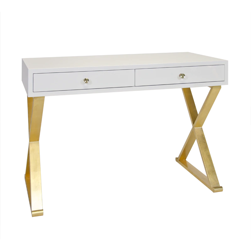 Jacob White Lacquer With Gold Leaf Base Desk