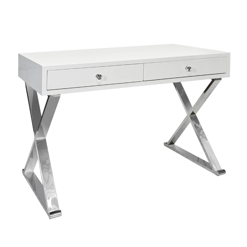 Jacob White Lacquer With Stainless Steel Base Desk