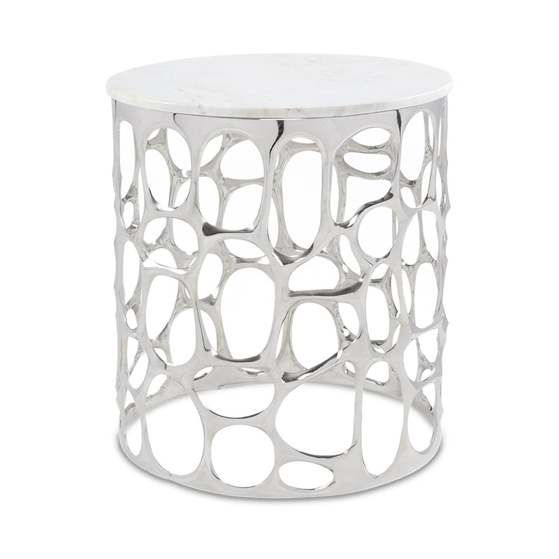 Drea Silver Marble Top End Table