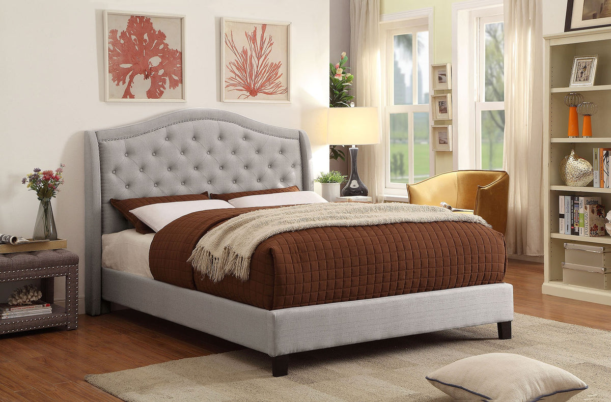 Jolene Grey Velveteen Platform Bed