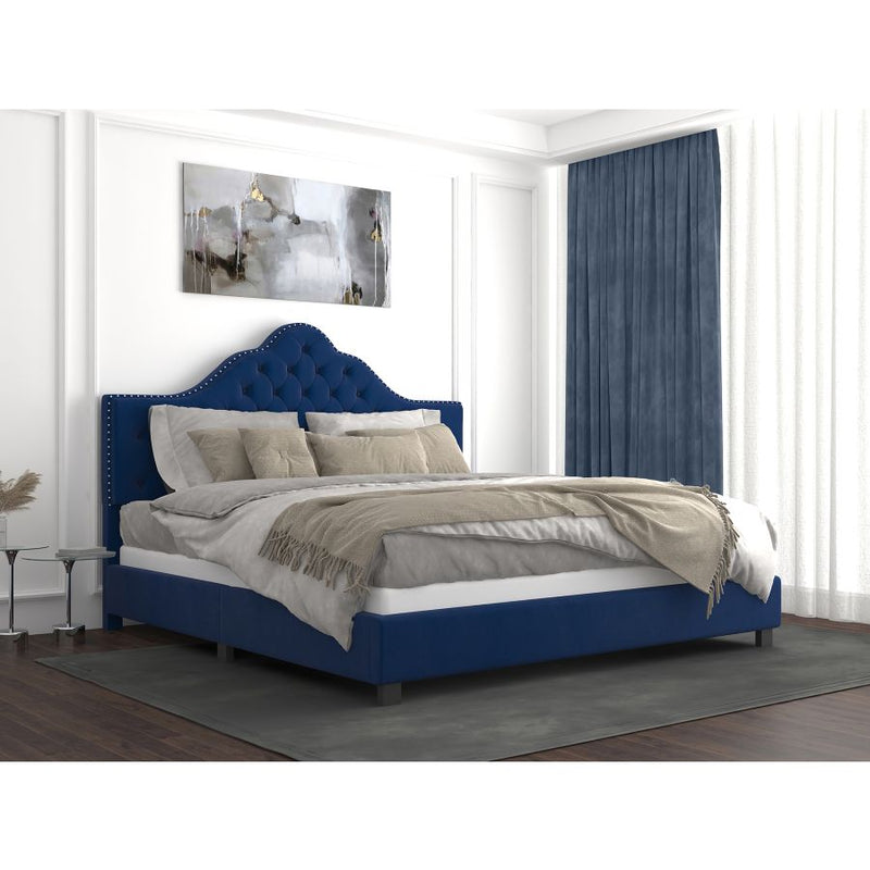 Kailyn Blue Velvet Bed