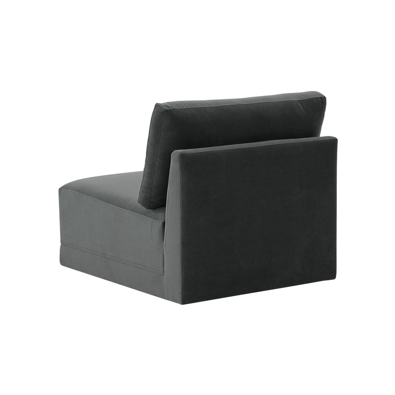 Valentina Charcoal Velvet Modular Armless Seat - Luxury Living Collection