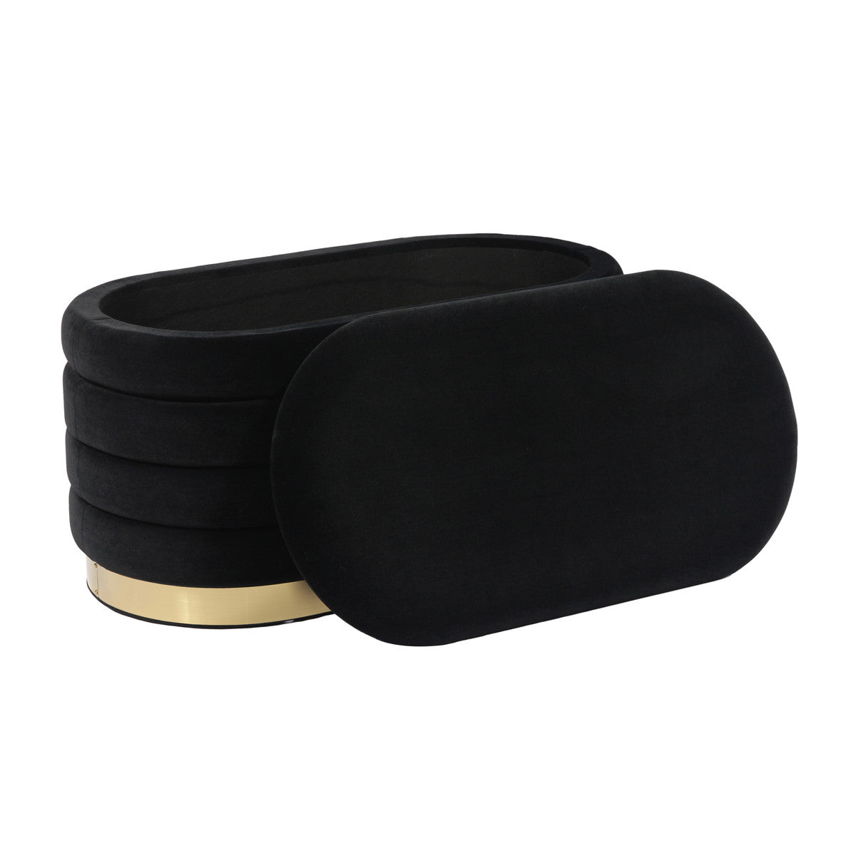Kasra Black Velvet Storage Bench - Luxury Living Collection