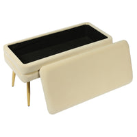 Kamini Cream Velvet Storage Bench - Luxury Living Collection