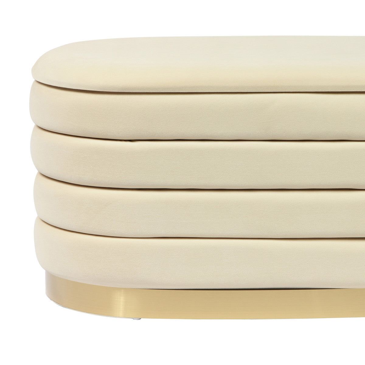 Kasra Cream Velvet Storage Bench - Luxury Living Collection