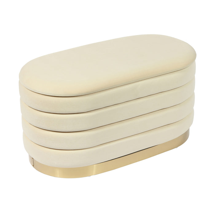 Kasra Cream Velvet Storage Bench - Luxury Living Collection