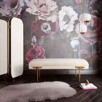 Kafiya White Waived Velvet Bench - Luxury Living Collection