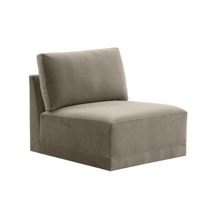 Valentina Taupe Velvet Modular Armless Seat - Luxury Living Collection