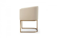 Ren Modern Beige Bonded and Antique Brass Dining Chair