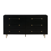 Caspara Black Six Drawer Dresser - Luxury Living Collection