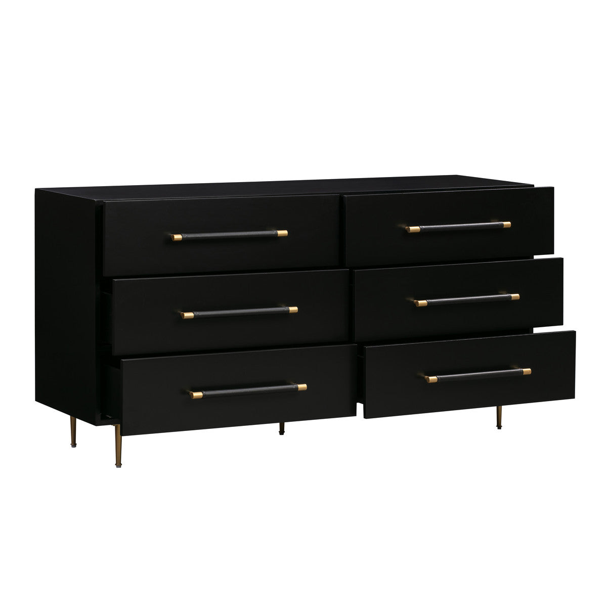 Caspara Black Six Drawer Dresser - Luxury Living Collection