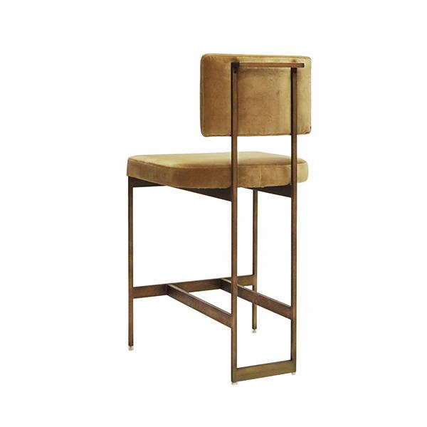 Laylani Camel Velvet With Bronze Base Counter Chair