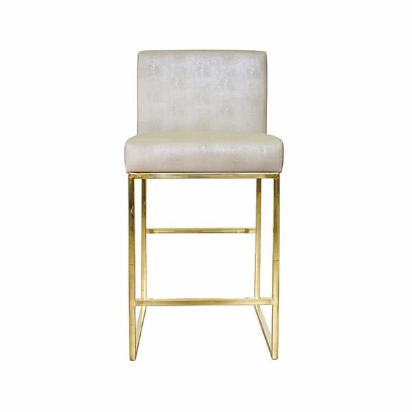 Lennon Beige Shagreen With Polished Brass Counter Stool