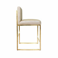 Lennon Beige Shagreen With Polished Brass Counter Stool