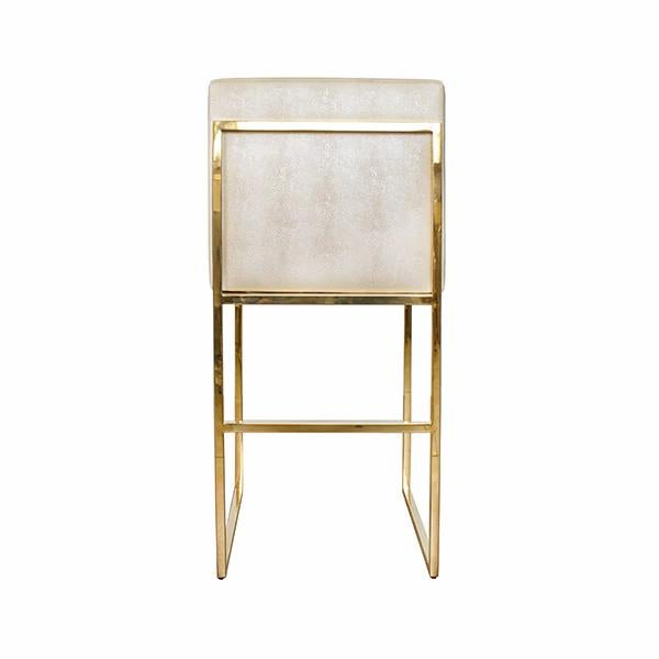 Lennon Beige Shagreen With Polished Brass Counter Stool