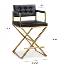 Lila Black Gold Steel Counter Stool - Luxury Living Collection