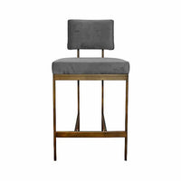 Laylani Grey Velvet With Bronze Base Counter Chair