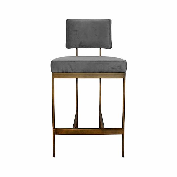 Laylani Grey Velvet With Bronze Base Counter Chair