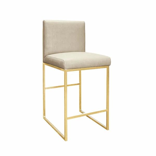 Lennon Beige Shagreen With Polished Brass Counter Stool