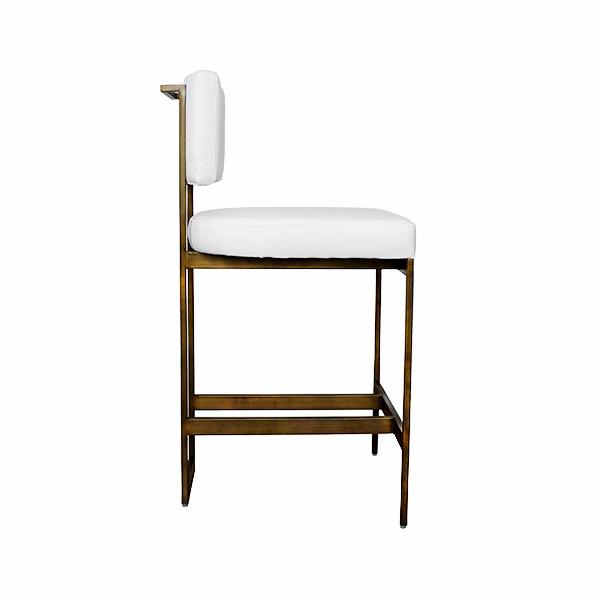 Laylani White Vinyl With Bronze Base Counter Chair