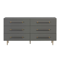 Caspara Grey Six Drawer Dresser - Luxury Living Collection
