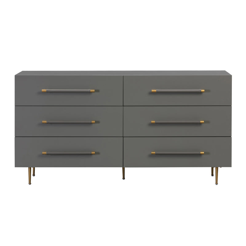 Caspara Grey Six Drawer Dresser - Luxury Living Collection