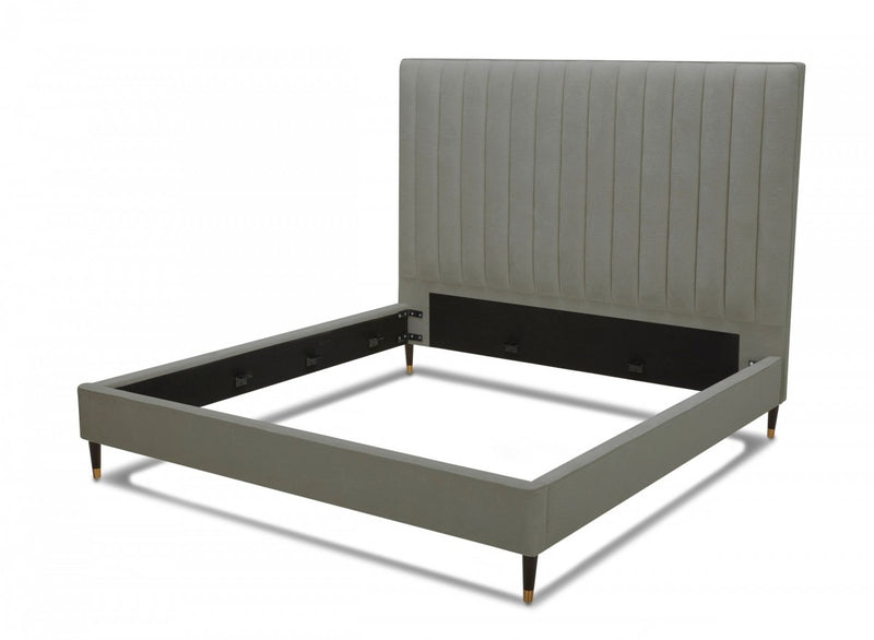 Koa Modern Light Grey Velvet Bed