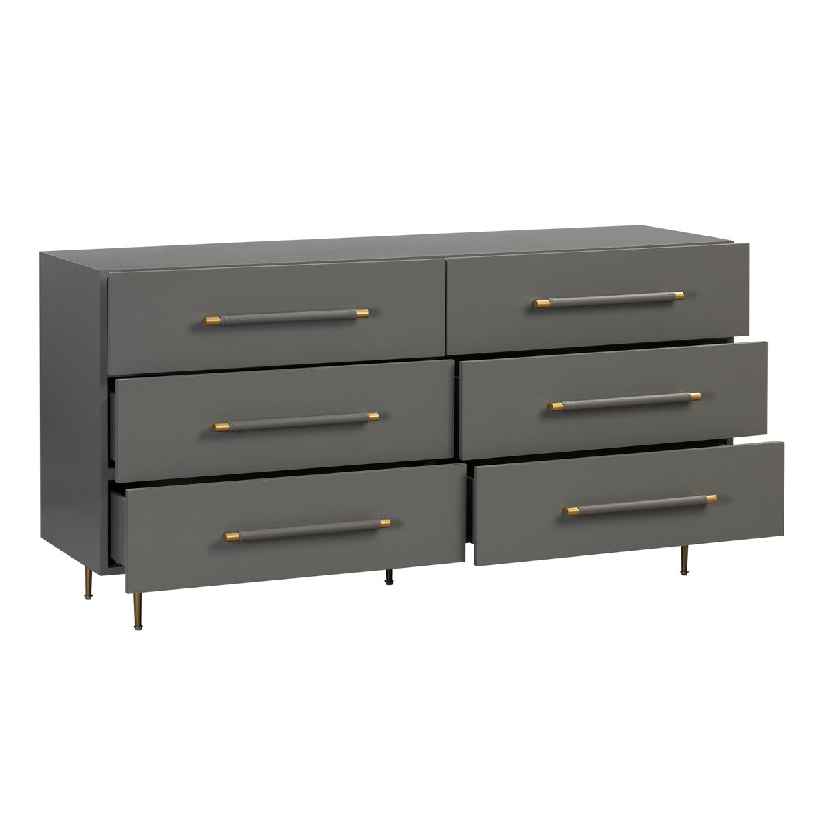 Caspara Grey Six Drawer Dresser - Luxury Living Collection