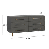 Caspara Grey Six Drawer Dresser - Luxury Living Collection