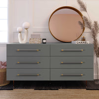 Caspara Grey Six Drawer Dresser - Luxury Living Collection